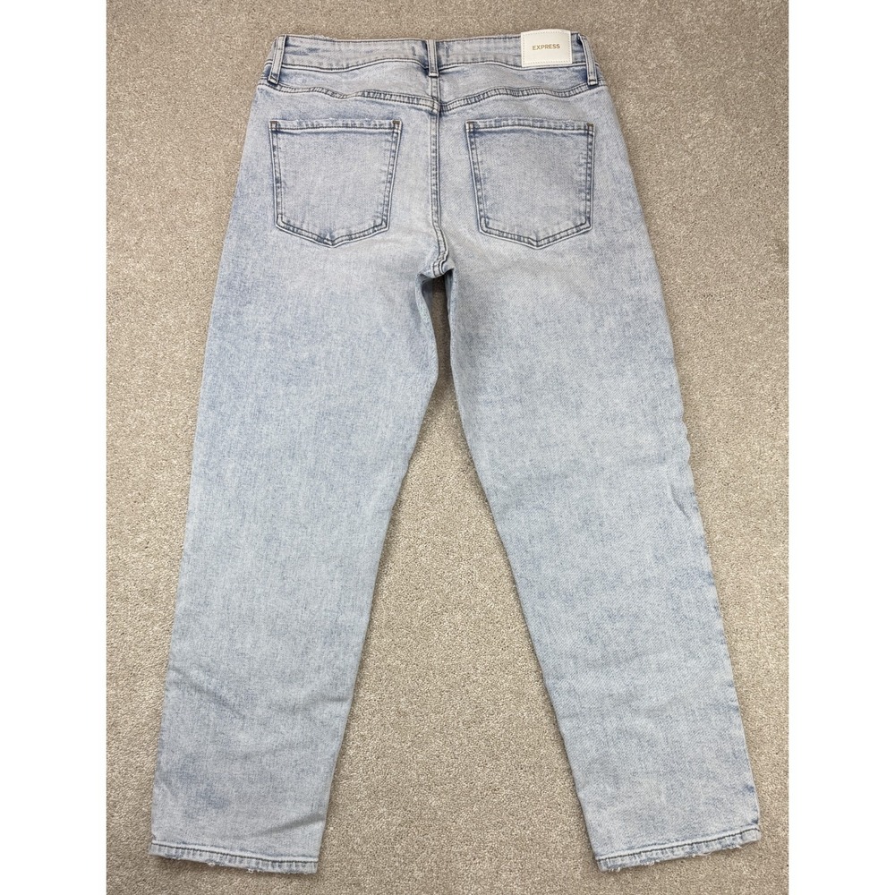 EXPRESS Boyfriend Mid Rise Stretch Women's Size 8r Light Wash Distressed Jeans - Picture 6 of 8